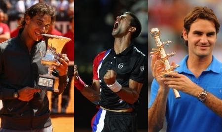 Nadal, Djokovic e Federer (Photo by Clive Brunskill & Mike Hewitt/Getty Images)