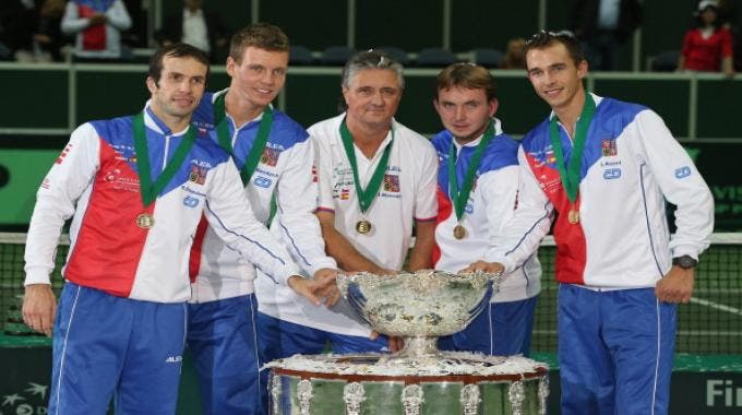 La formazione della Repubblica Ceca vincitrice della Coppa Davis 2012 (Foto Getty Images Europe/ Clive Brunskill)