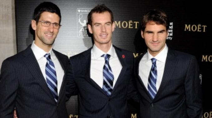 Novak Djokovic, Andy Murray e Roger Federer (Photo by Dave M. Benett/Getty Images)