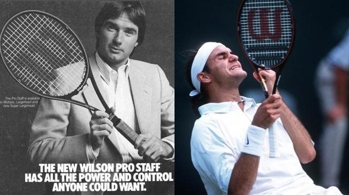 Jimmy Connors e il Federer che ha battuto Sampras: quasi la stessa Wilson, corde diversissime