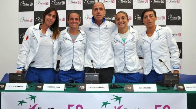 Fed Cup, la squadra italiana con Pennetta, Vinci, Errani e Schiavone e in mezzo capitan Barazzutti