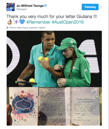 Tsonga e la lettera di Giuliana