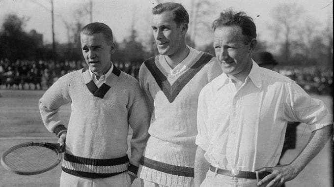Vincent Richards, Bill Tilden e Bill Johnston alla Coppa Davis 1922 (The Library of Congress)