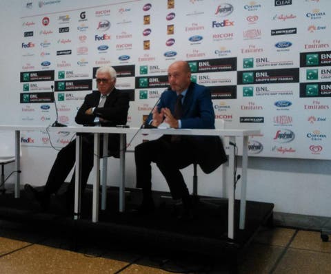 Nicola Pietrangeli e Angelo Binaghi a Roma in conferenza stampa (foto D. FLAVI)