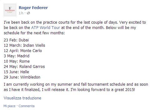 Roger Federer   I’ve been back on the practice courts for...