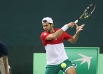 Simone Bolelli nel match contro Kukushkin in Coppa Davis