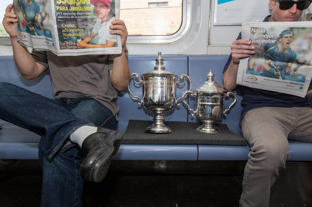 I trofei dello US Open, NYC subway