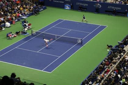 Roger Federer e Novak Djokovic - F US Open 2015 (foto di Art Seitz)