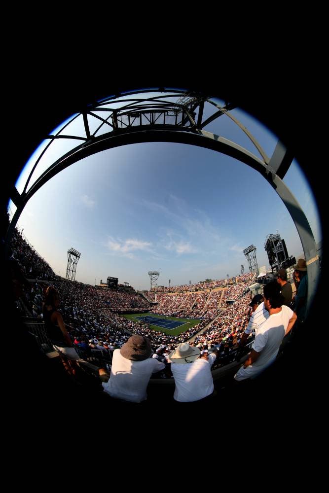 Fisheye view of Louis Armstrong Stadium - US Open 2015 (photo by Art Seitz)