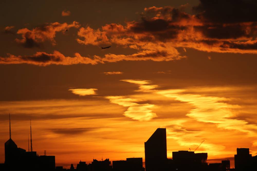 NYC, tramonto dall'Ashe Stadium - US Open 2015 (foto di Art Seitz)