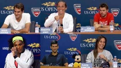 Roger Federer, Roberta Vinci, Stan Wawrinka, Serena Williams, Novak Djokovic e Flavia Pennetta
