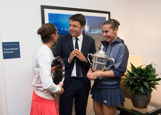 Roberta Vinci, Matteo Renzi e Flavia Pennetta - US Open 2015