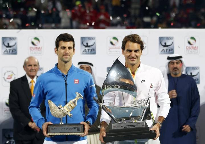 Novak Djokovic e Roger Federer - Dubai 2015