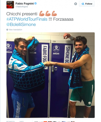 Fabio Fognini e Simone alle Atp Finals 2015 (foto sul profilo Twitter di Fabio Fognini)