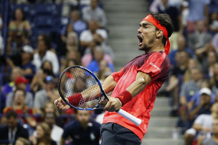 Fabio Fognini festeggia la vittoria su Nadal agli US Open 2015