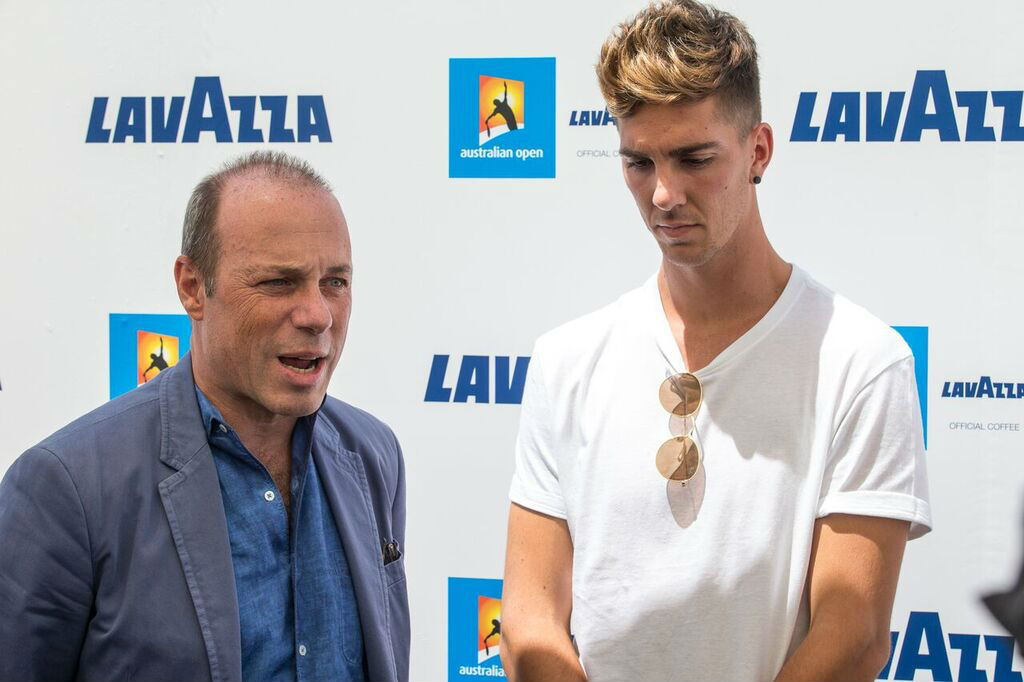 Giuseppe Lavazza e Thanasi Kokkinakis - Australian Open 2016, Lavazza Day (foto di Jason Heidrich)