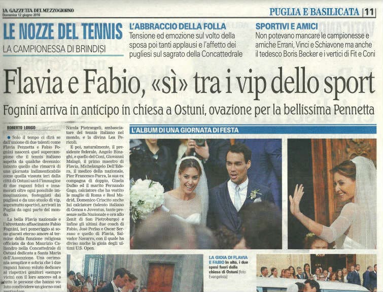 Il matrimonio di Flavia Pennetta e Fabio Fognini - La Gazzetta del Mezzogiorno