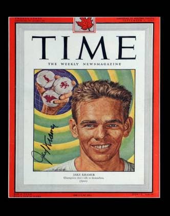 Jack Kramer - La copertina di Time dopo la triplice vittoria del 1947