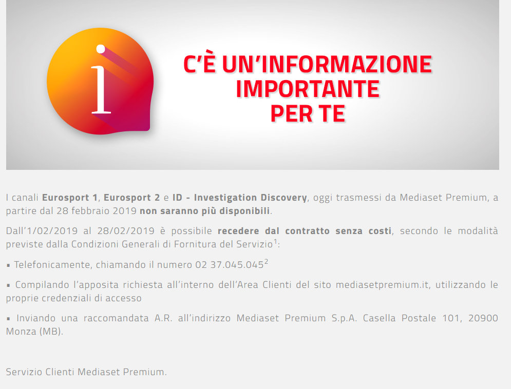 numero mediaset premium