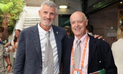 Il presidente della federtennis francese Gilles Moretton con il direttore di Ubitennis Ubaldo Scanagatta