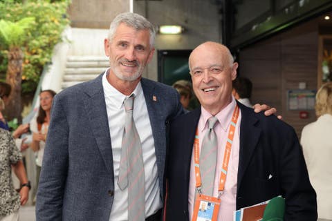 Il presidente della federtennis francese Gilles Moretton con il direttore di Ubitennis Ubaldo Scanagatta