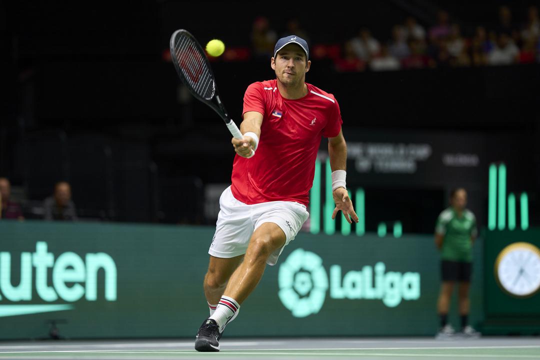 VALENCIA, SPAIN - SEPTEMBER 15: Davis Cup by Rakuten Valencia Group Stage 2022 at Pabellón Municipal Fuente de San Luis on September 15, 2022 in Valencia, Spain. (Photo by Diego Souto/ Quality Sport Images / Kosmos Tennis)