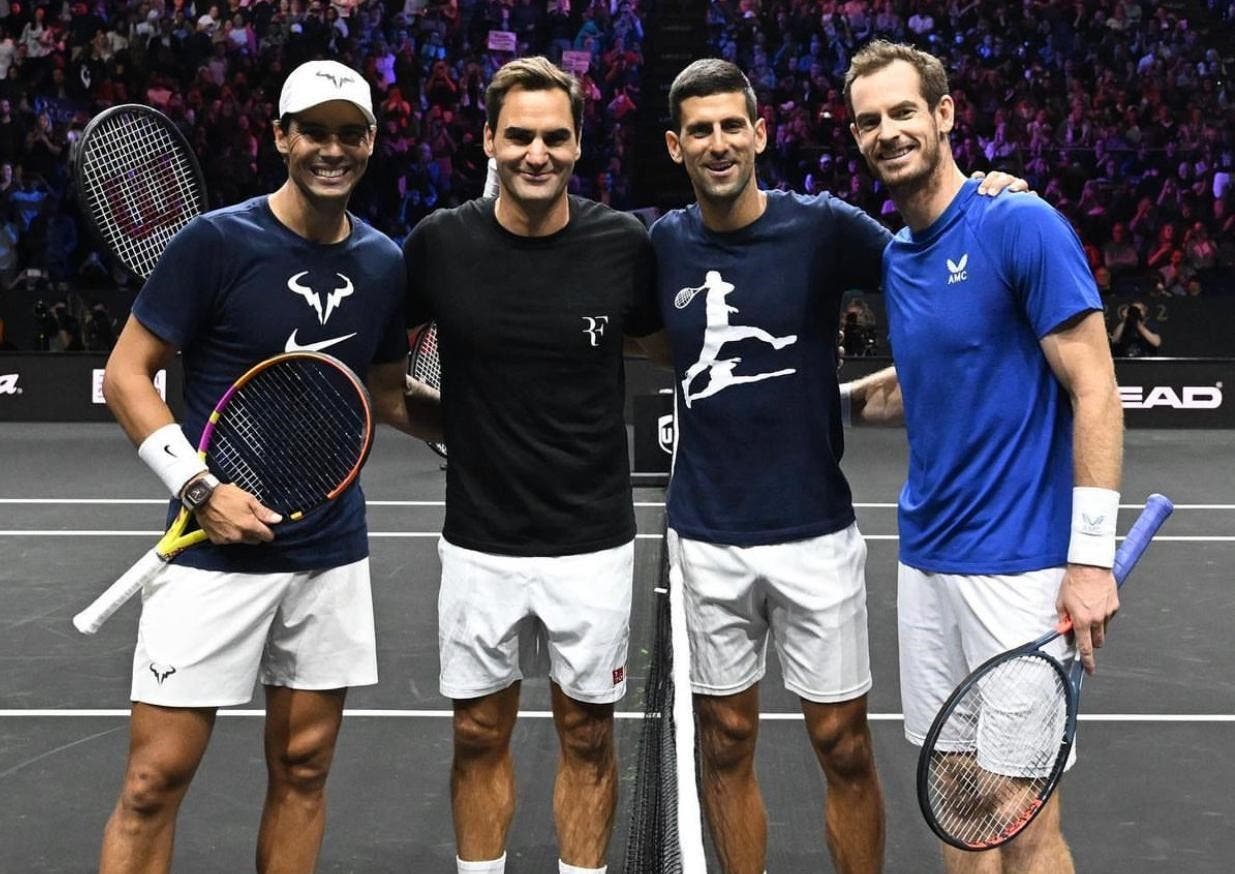 Rafael Nadal, Roger Federer, Novak Djokovic e Andy Murray - Laver Cup 2022 (Twitter @LaverCup)