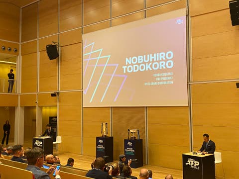 Un momento della cerimonia di sorteggio dei Gruppi delle ATP Finals 2022 al grattacielo Intesa Sanpaolo di Torino